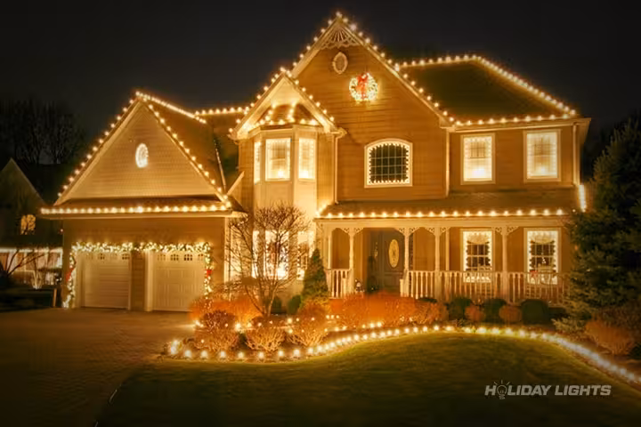 Professional Christmas lights residential installation in Middleton MA
